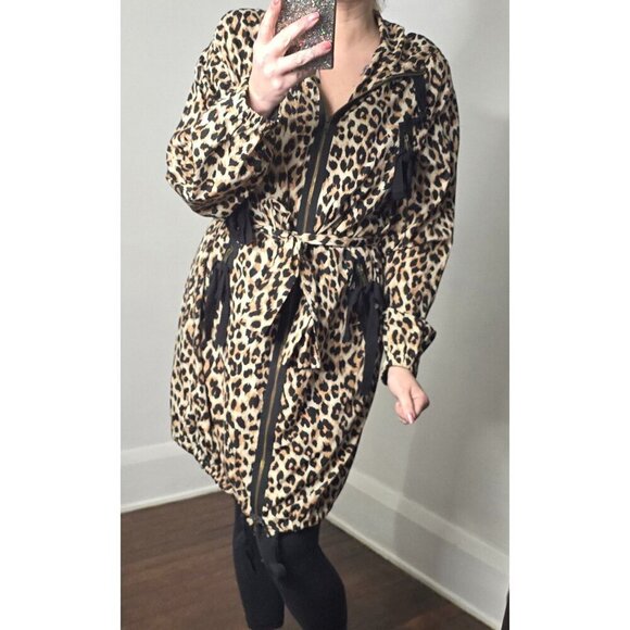 RED Valentino Lightweight Leopard Animal Print Tie Waist Designer Coat - Picture 2 of 16